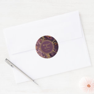 Adesivo Ameixa Elegante Com Dourado 