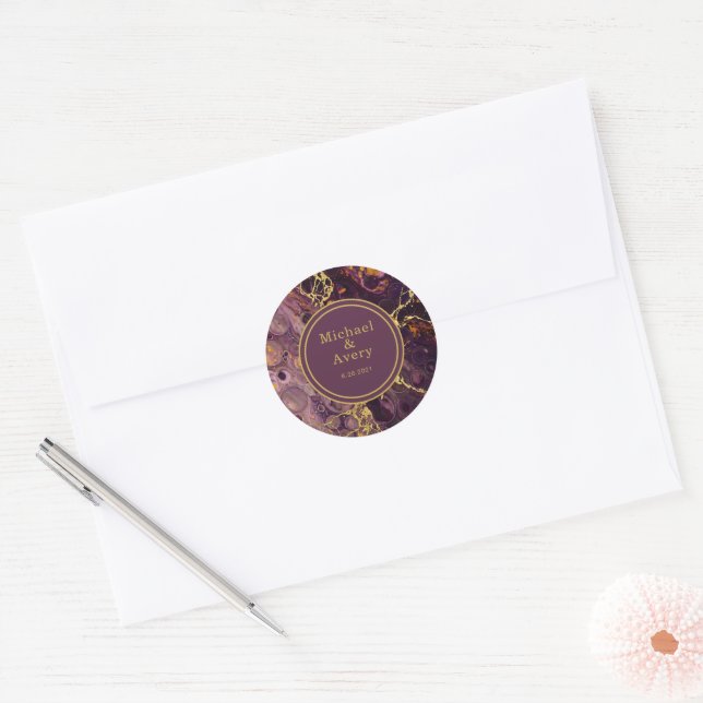 Adesivo Ameixa Elegante Com Dourado  (Envelope)