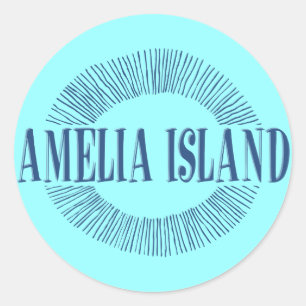 Adesivo Amelia Island no azul com design do sol