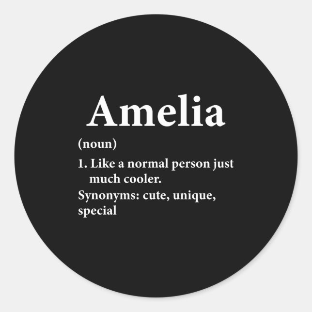 Adesivo Amelia Name Definition Funny D  (Frente)