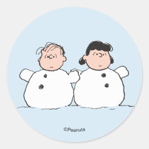 Adesivo Amendoins Linus e Lucy Bonecos de Neve