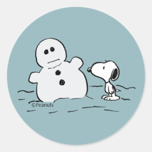 Adesivo Amendoins   Snoopy Constrói um Boneco de Neve