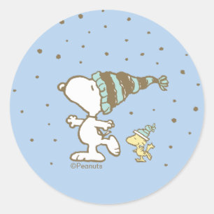 Adesivo Amendoins   Snoopy e Woodstock Patinação de Invern
