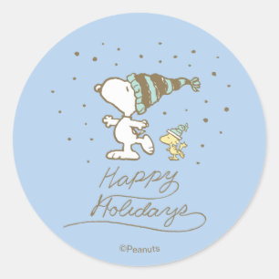 Adesivo Amendoins   Snoopy e Woodstock Patinação de Invern