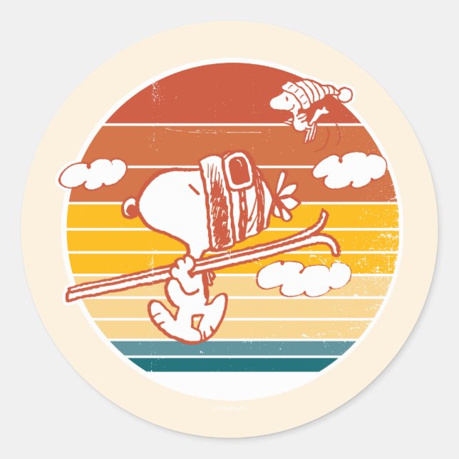 Adesivo Amendoins | Triagem de Esqui de Snoopy & Woodstock (Frente)