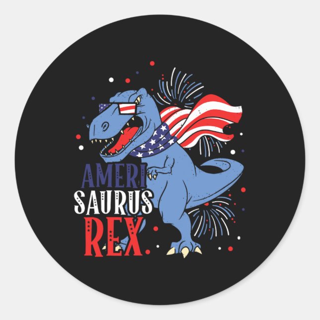 Adesivo Ameri Saurus Rex 4 de Julho Dinossauro Independênc (Frente)