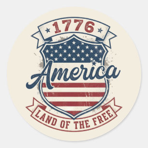 Adesivo América 1776 Escudo Patriótico Terra da Liberdade