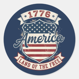 Adesivo América 1776 Escudo Patriótico Terra da Liberdade 