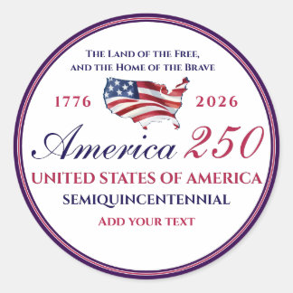 Adesivo America 250 Land of Free Home Brave Blue Patriotic