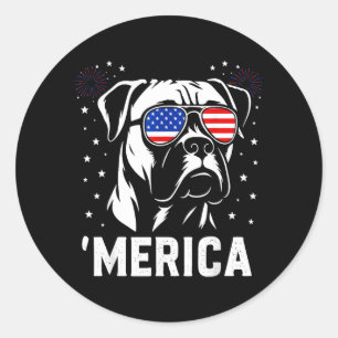 Adesivo America Boxer Cachorro Bandeira Americana Óculos d