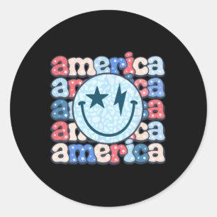 Adesivo América Groovy Smile Shirt Para Mulheres 4 De Julh