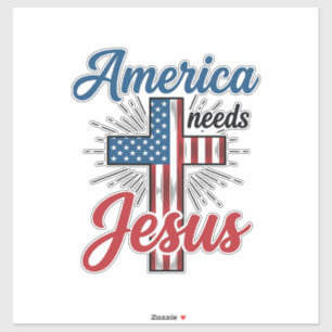 Adesivo America Precisa de Jesus Camisa Patriótica da Cruz
