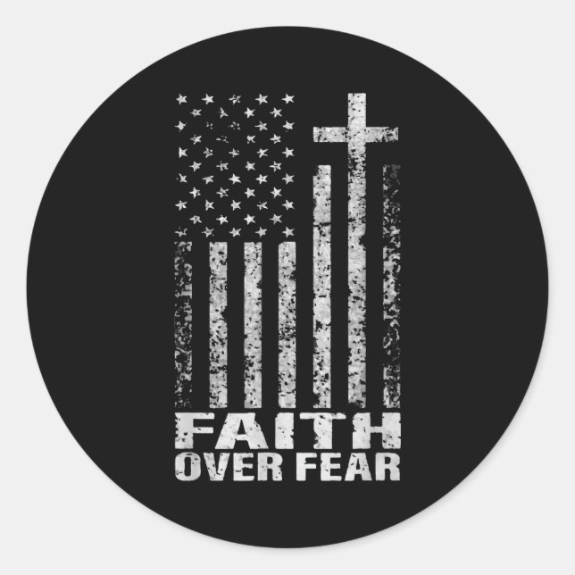 Adesivo America Pride Us Flag Faith Over Fear Christian Bi (Frente)