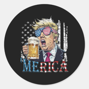 Adesivo América Trump 4 De Julho Engraçado Bebendo Cerveja