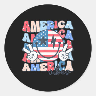 Adesivo America Vibes Usa Groovy Retro Smile Face Happy 4t