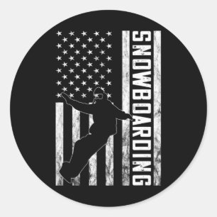 Adesivo America Vintage Usa Flag Snowboarder Snowboard Sno