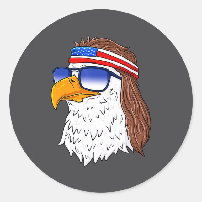Adesivo American Bald Eagle Mullet 4th Of July Funny Usa  (Frente)