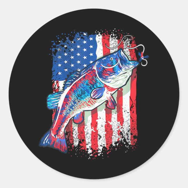 Adesivo American Bass Fisheries USA Flag Pescador (Frente)