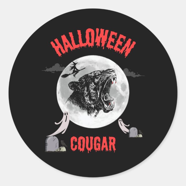 Adesivo american cougar on halloween night with crows (Frente)