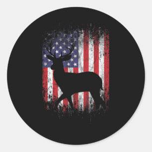 Adesivo American Deer Hunting Patriótico Flag Whitet