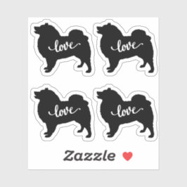 Adesivo American Eskimo Dog Breed Love x4 Vinyl