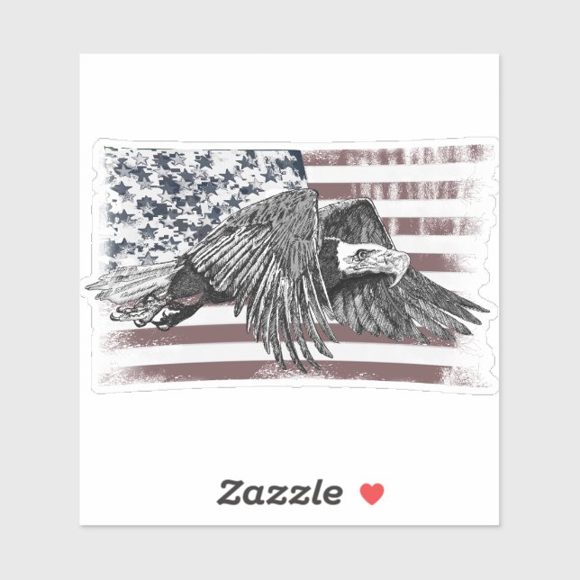 Adesivo American Flag Bald Eagle EUA (Folha)