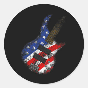 Adesivo American Flag Byss Guitar Usa Independence Day 4th