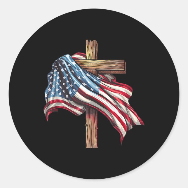 Adesivo American Flag Christian Cross Jesus 4 De Julho Pa (Frente)