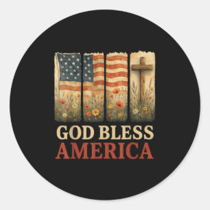 Adesivo American Flag Cross Deus abençoe America Floral Ch