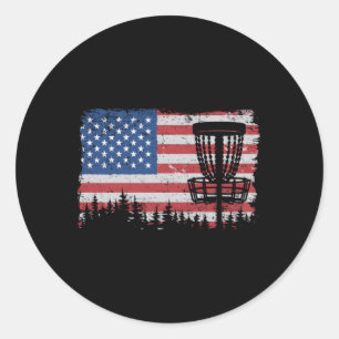 Adesivo American Flag Disk Golf Basket Frisbee Disk Gol