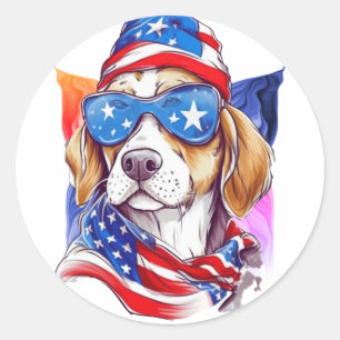 Adesivo American Flag Dog 4 de julho