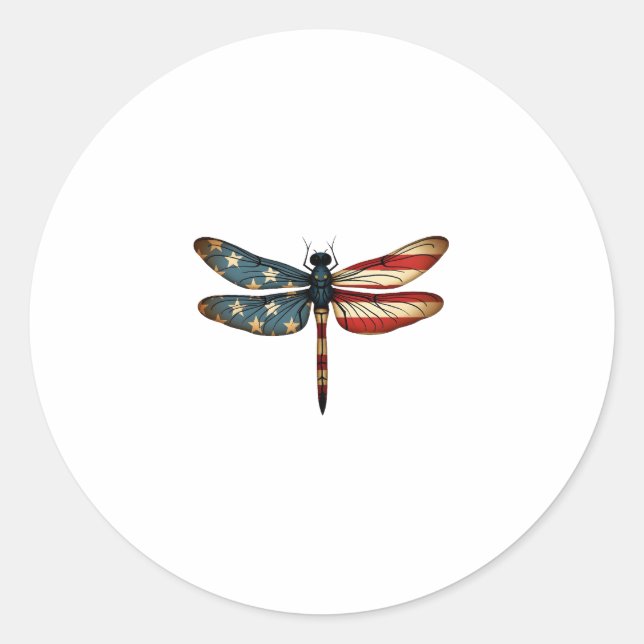 Adesivo American Flag Dragonfly Patriotic 4th of July Red  (Frente)
