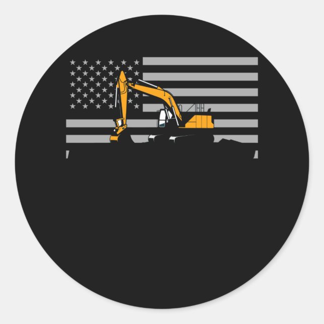 Adesivo American Flag Excavator US Flag Construction (Frente)
