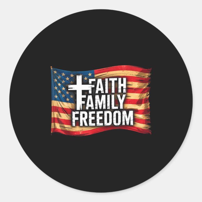 Adesivo American Flag Faith Family Dom Christian  (Frente)