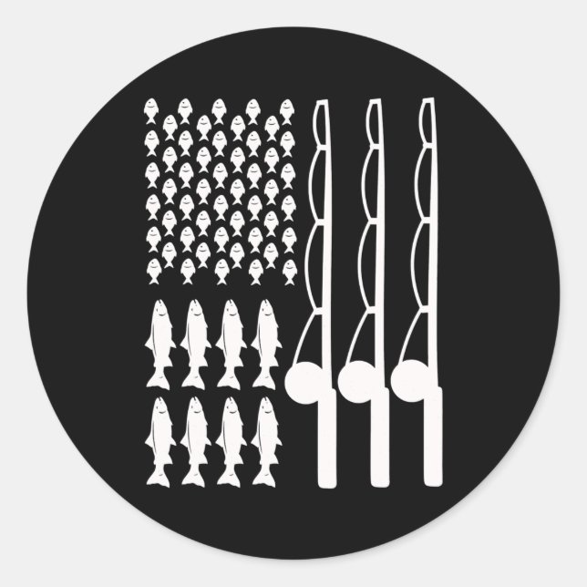 Adesivo American flag fishing design for men women (Frente)
