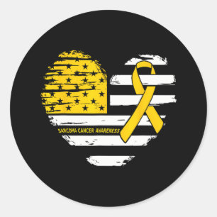 Adesivo American Flag Heart Sarcoma Cancer Awarness Ribbo