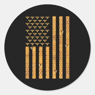 Adesivo American Flag Honeycomb Honey Beekeeg BeeKeep