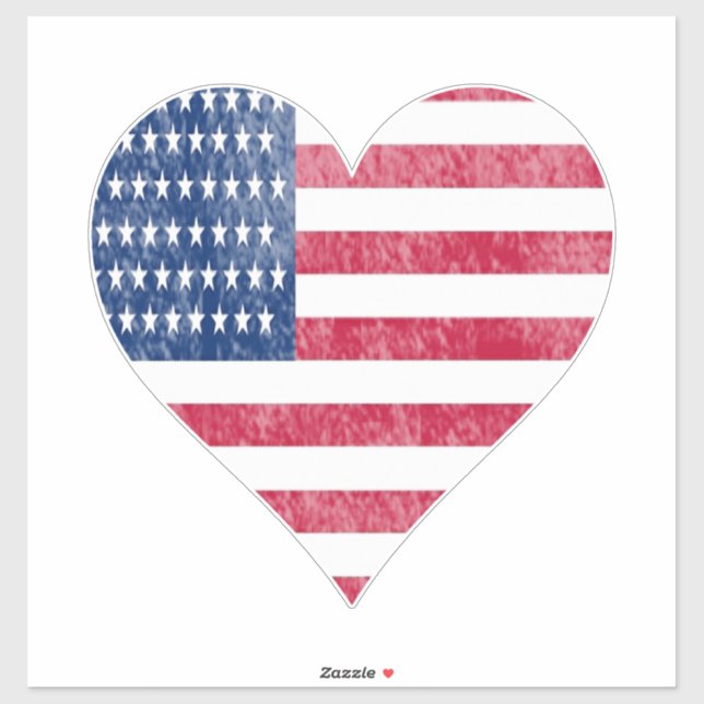 Adesivo American flag in heart (Folha)