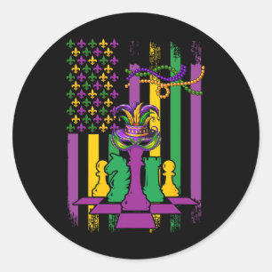 Adesivo American Flag Mardi Gras Chess Player Team Funny P