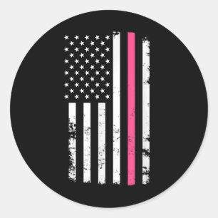 Adesivo American Flag Pink Line Para Cancer De Mama