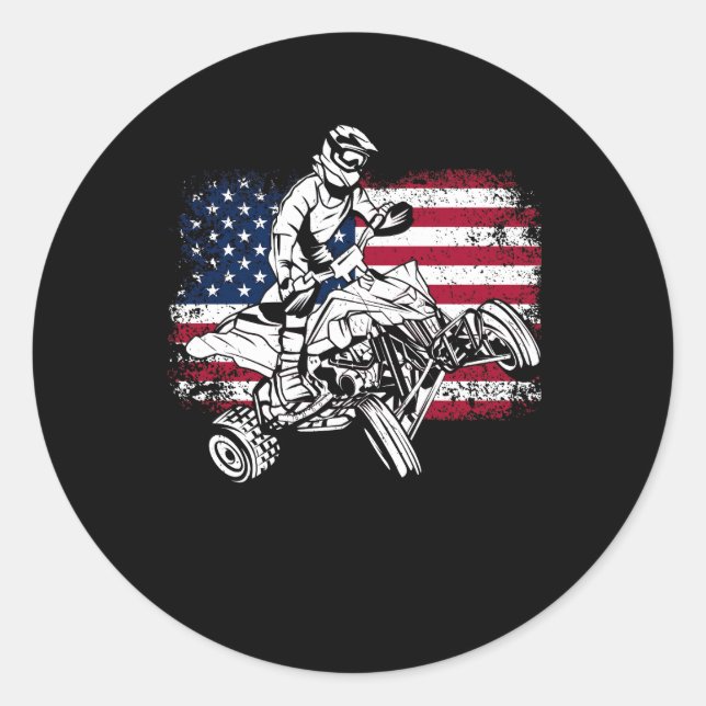 Adesivo American Flag Quad ATV Independence Day Off Road A (Frente)