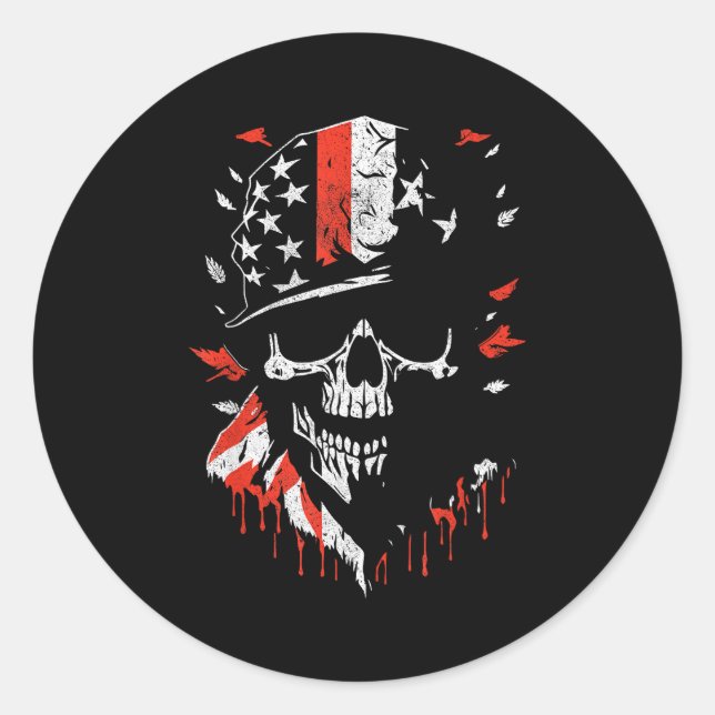 Adesivo American Flag Skull Soldier Patriotic Military Gra (Frente)