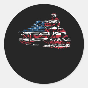Adesivo American Flag Snowmobile Winter Snowmobiling Indep