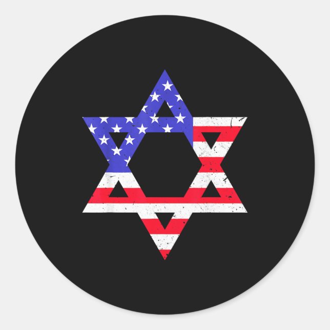 Adesivo American Flag Star Of David Jewish Hanukkah T Shir (Frente)
