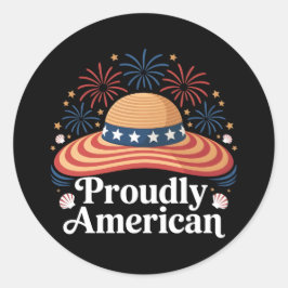 Adesivo American Flag Sunhat - Orgulhosamente Americano
