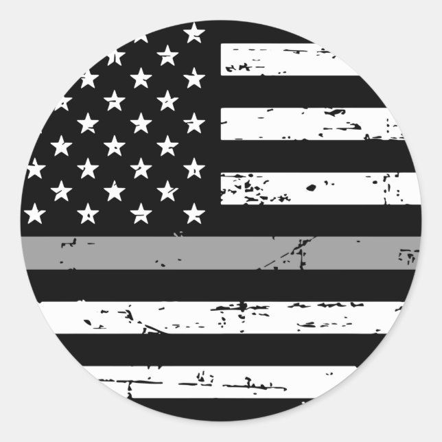 Adesivo American Flag Thin Silver Line (Frente)