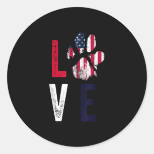 Adesivo American Flag Usa Love Dog Paw Patriotic 4th Of Ju