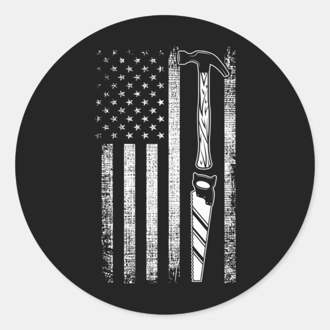 Adesivo American Flag Woodworker USA Carpenter (Frente)