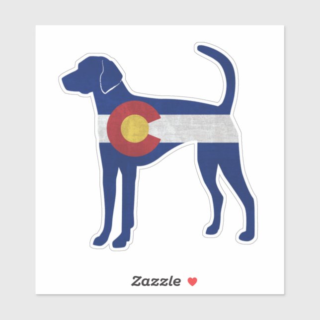 Adesivo American Foxhound Hound Dog Breed Colorado Flag (Folha)