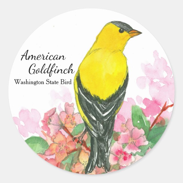 Adesivo American Goldfinch Washington State Bird Yellow (Frente)